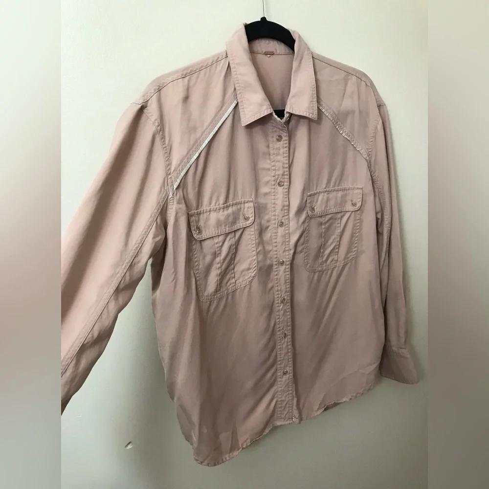 Free People Womens Tencel Soft Lightweight Long Sleeve Button Down Shirt Size S